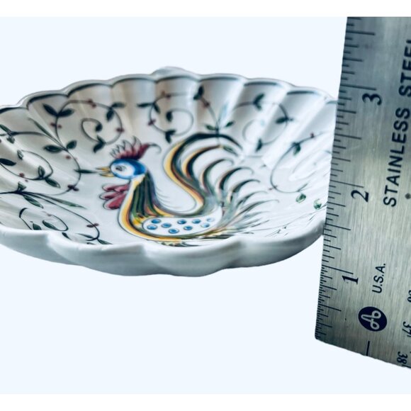Hand-Painted Outeiro Rooster Decorative Plate 180 Portugal Ceramic 6" Scalloped - Picture 3 of 6